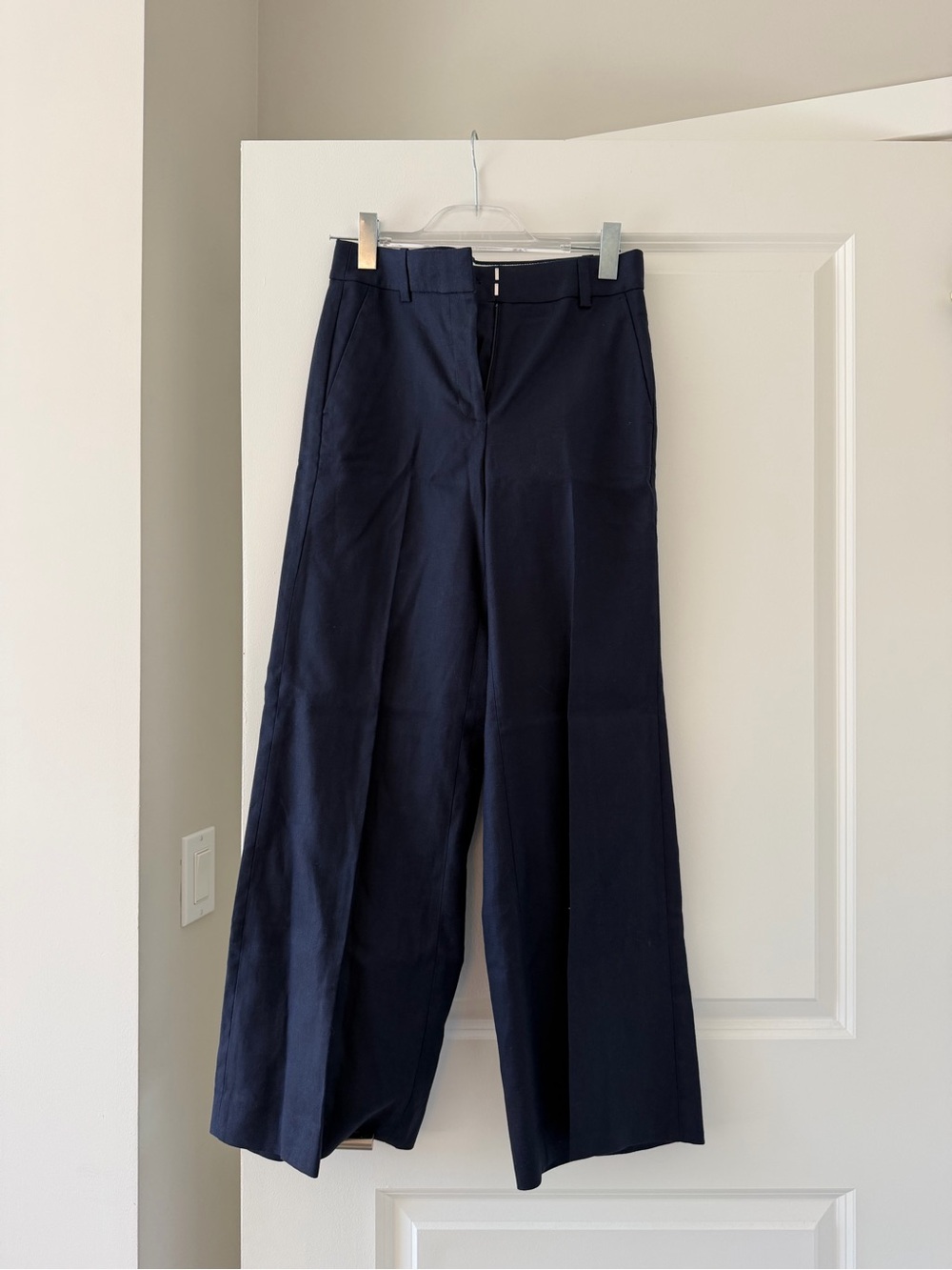 J. Crew Navy Boot-Cut Wide-Leg Trousers